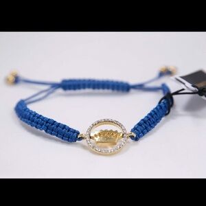 Juicy Couture Dark Blue Rope Crystal Crown Friendship Adjustable Bracelet NWT